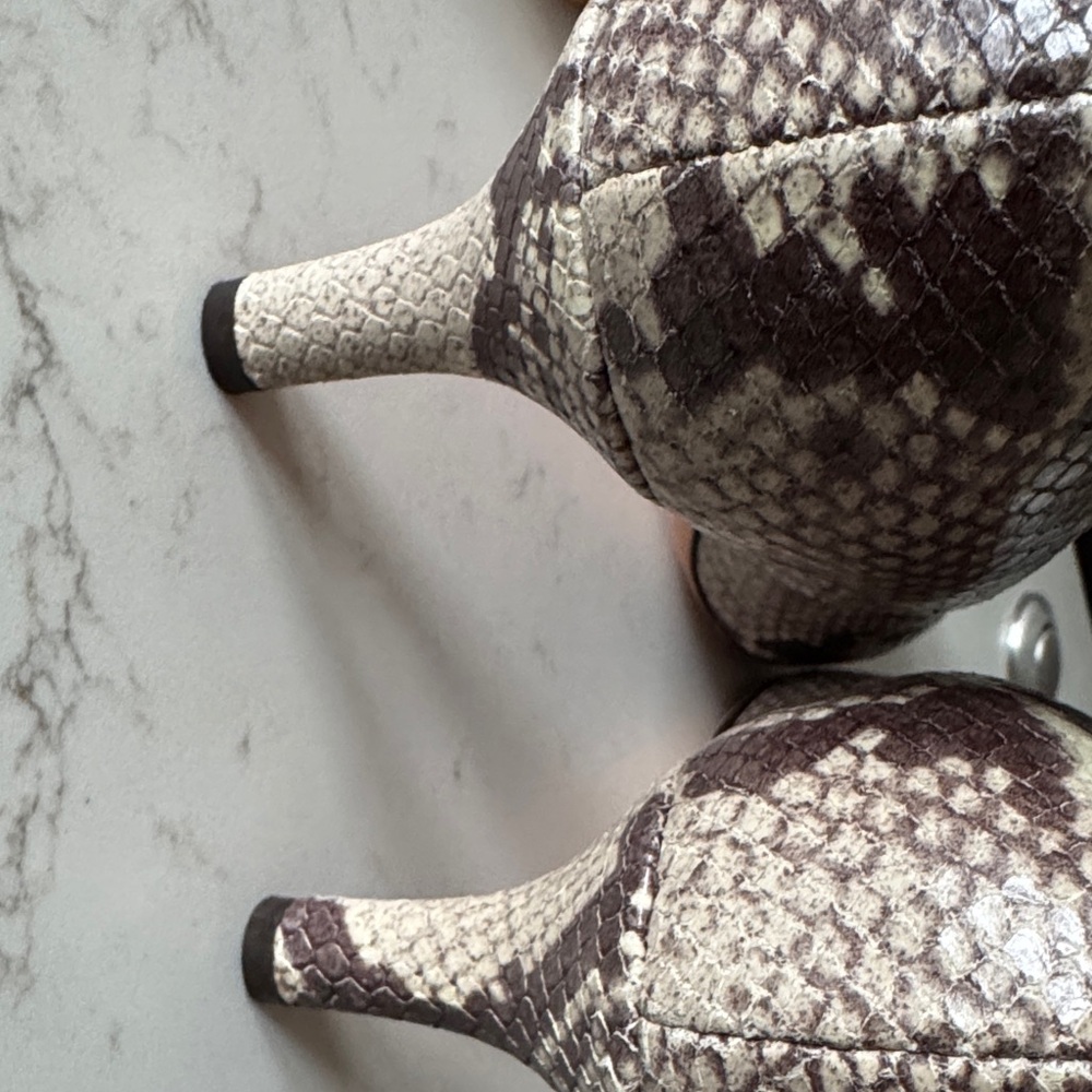 Amalfi Cream and Brown Snake Print Heels - Picture 6 of 6